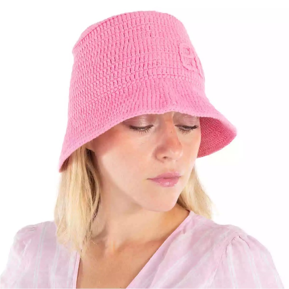 New Burberry Bubblegum Pink Crochet Bucket Hat - Picture 2 of 6